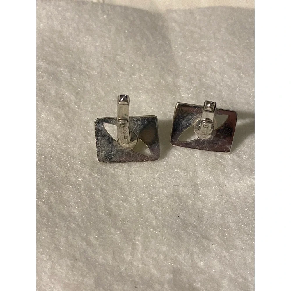 Mid Century Modern Sterling Cuff Links w/ 8 mm Genuine Pearls